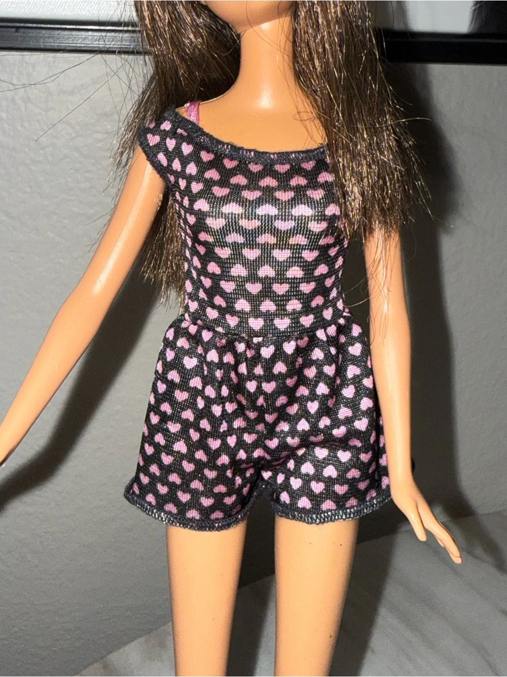 Barbie Mattel black jumper with pink hearts